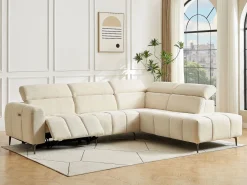 Vente-unique Sofá Relax|Sofá rinconera derecha con relax eléctrico en tela texturizada CALDORIA