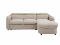 Vente-unique Sofá rinconera derecha convertible de tela RAVIELA Beige Discount
