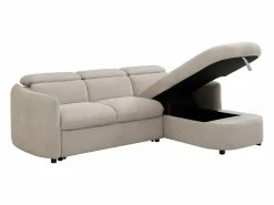 Vente-unique Sofá rinconera derecha convertible de tela RAVIELA Beige Discount