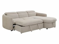 Vente-unique Sofá rinconera derecha convertible de tela RAVIELA Beige Discount