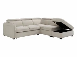 Vente-unique Sofá De Tela|Sofá Cama|Sofá rinconera derecha convertible y puf en tela BALOTIA