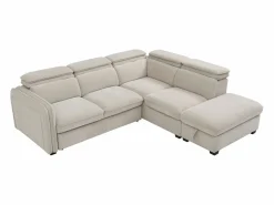 Vente-unique Sofá De Tela|Sofá Cama|Sofá rinconera derecha convertible y puf en tela BALOTIA