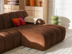 Vente-unique Sofá rinconera derecha de tejido chenilla BELADON Terracota New