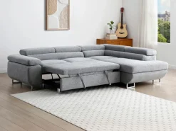 Vente-unique Sofá De Tela|Sofá Cama|Sofá rinconera derecha en tela texturizada NURAZIO