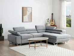 Vente-unique Sofá De Tela|Sofá Cama|Sofá rinconera derecha en tela texturizada NURAZIO