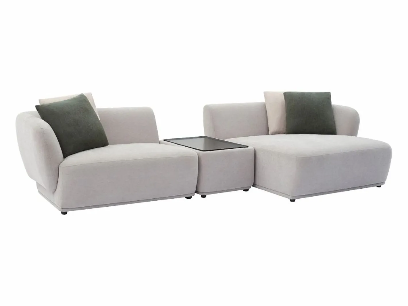 Vente-unique Sofá Modular|Sofá rinconera derecha modular con mesa de tela RANASO