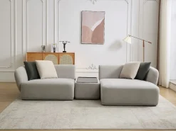 Vente-unique Sofá Modular|Sofá rinconera derecha modular con mesa de tela RANASO