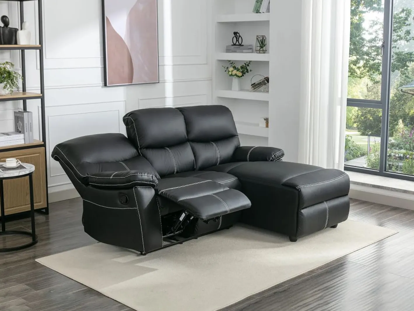 Vente-unique Sofá Relax|Sofá rinconera derecha relax de piel sintética color CANBY
