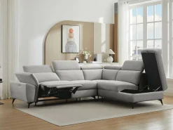 Sofá rinconera derecha relax eléctrico en tejido jaspeado CADILO^Vente-unique Outlet