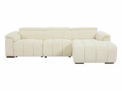 Vente-unique Sofá rinconera derecha relax eléctrico de tela efecto acolchado MOLPICA Beige New