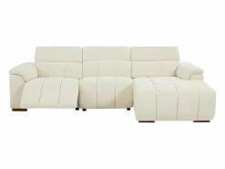 Vente-unique Sofá rinconera derecha relax eléctrico de tela efecto acolchado MOLPICA Beige New
