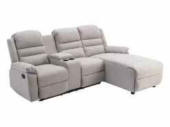 Vente-unique Sofá rinconera derecha relax: manual de tela MACEDONIA Beige Online