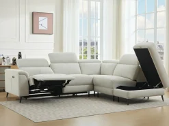 Vente-unique Sofá Relax|Sofá rinconera derecha relax eléctrico de tela MAKORO