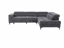 Vente-unique Sofá Relax|Sofá rinconera derecha relax eléctrico con asiento deslizante de tela antracita MONISO