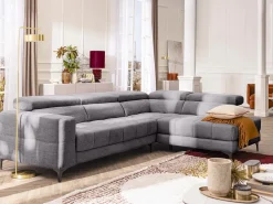 Vente-unique Sofá Relax|Sofá rinconera derecha relax eléctrico con asiento deslizante de tela antracita MONISO
