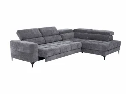 Vente-unique Sofá Relax|Sofá rinconera derecha relax eléctrico con asiento deslizante de tela antracita MONISO