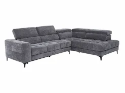 Vente-unique Sofá Relax|Sofá rinconera derecha relax eléctrico con asiento deslizante de tela antracita MONISO