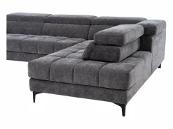 Vente-unique Sofá Relax|Sofá rinconera derecha relax eléctrico con asiento deslizante de tela antracita MONISO