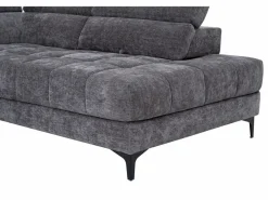 Vente-unique Sofá Relax|Sofá rinconera derecha relax eléctrico con asiento deslizante de tela antracita MONISO