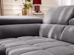 Vente-unique Sofá Relax|Sofá rinconera derecha relax eléctrico con asiento deslizante de tela antracita MONISO