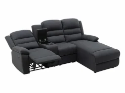 Sofá rinconera derecha relax: manual de tela antracita MACEDONIA^Vente-unique Outlet