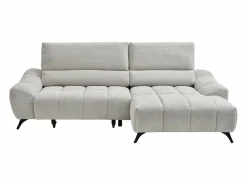 Vente-unique Sofá rinconera derecha relax con asiento deslizante en tela ELOSIA Beige Hot