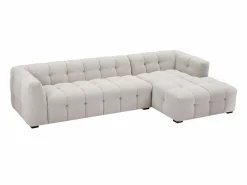 Vente-unique Sofá rinconera derecha y puf de tela moteado DILOME de Pascal Morabito Beige Online