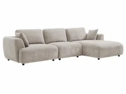 Vente-unique Sofá rinconera derecha y puf en tela TINDRALO Beige New