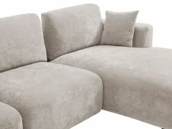 Vente-unique Sofá rinconera derecha y puf en tela TINDRALO Beige New