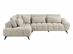 Sofá rinconera izquierda con respaldo reclinable en terciopelo texturizado MAVIRO^Vente-unique