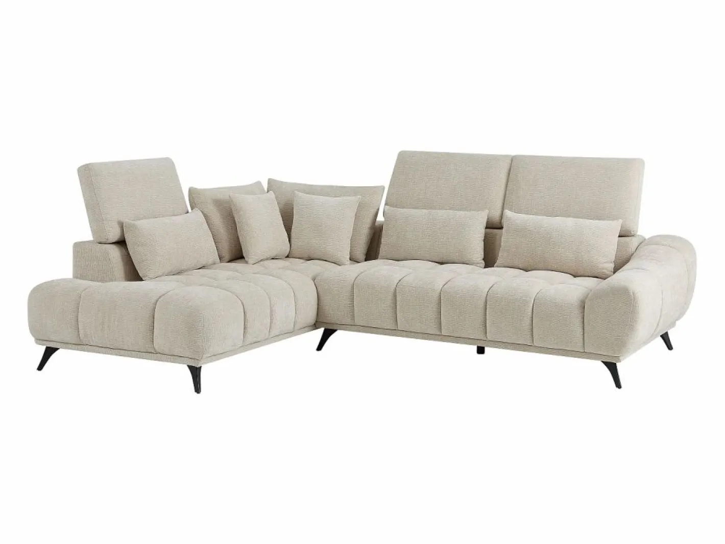 Sofá rinconera izquierda con respaldo reclinable en terciopelo texturizado MAVIRO^Vente-unique