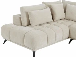 Sofá rinconera izquierda con respaldo reclinable en terciopelo texturizado MAVIRO^Vente-unique