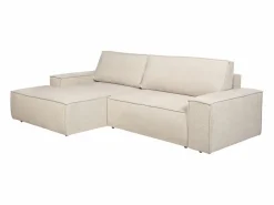 Vente-unique Sofá rinconera izquierda convertible en textura de tela AMELIA Beige Online