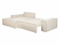 Vente-unique Sofá rinconera izquierda convertible en textura de tela AMELIA Beige Online