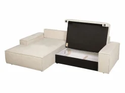 Vente-unique Sofá rinconera izquierda convertible en textura de tela AMELIA Beige Online
