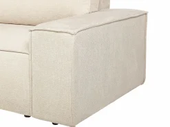 Vente-unique Sofá rinconera izquierda convertible en textura de tela AMELIA Beige Online