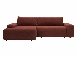 Vente-unique Sofá - 4 Plazas|Sofá Cama|Sofá rinconera izquierda convertible en chenilla burdeos DAVISO