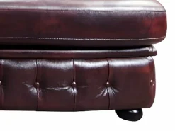 LINEA SOFA Sofá rinconera izquierda chesterfield 100% piel cherry BRENTON Granate