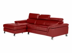Vente-unique Sofá rinconera izquierda de piel MISHIMA Rojo Hot