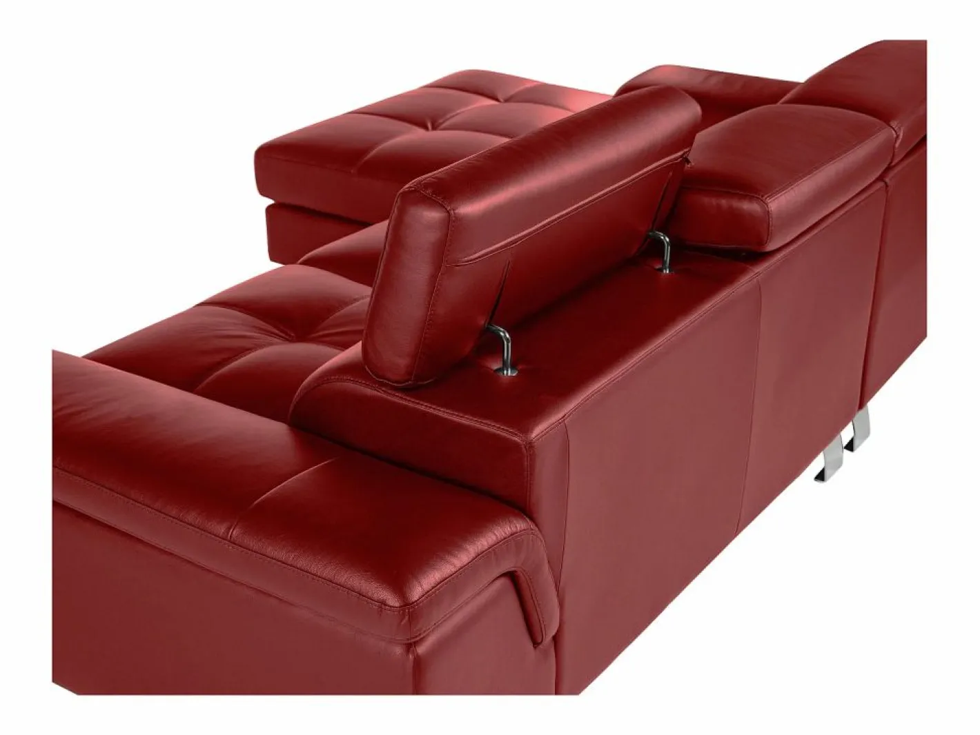 Vente-unique Sofá rinconera izquierda de piel MISHIMA Rojo Hot