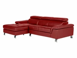 Vente-unique Sofá rinconera izquierda de piel MISHIMA Rojo Hot