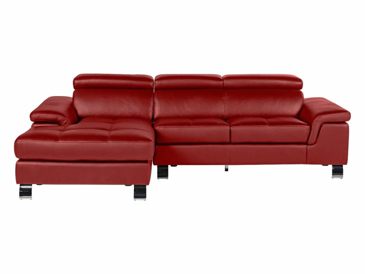Vente-unique Sofá rinconera izquierda de piel MISHIMA Rojo Hot