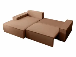 Vente-unique Sofá rinconera izquierda de tela efecto cuero color marrón AMELIA Marru00f3n Sale