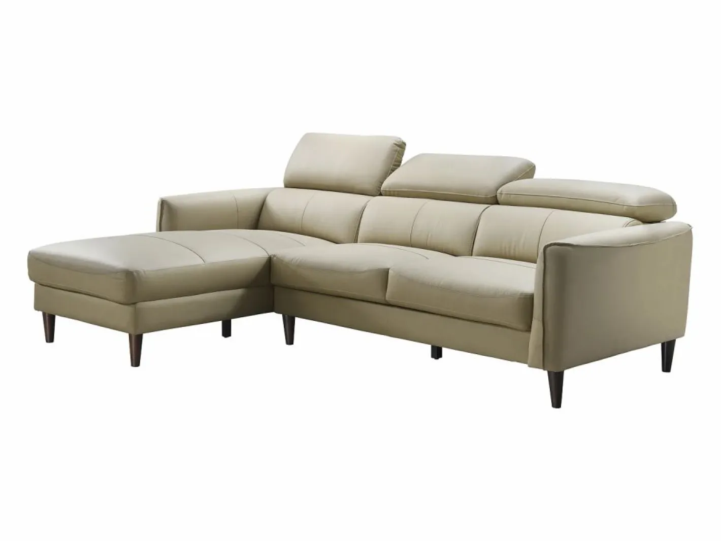 Vente-unique Sofá rinconera izquierda de piel de búfalo SALVI Beige
