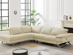 Vente-unique Sofá Relax|Sofá rinconera izquierda PUNO II con función de reclinación eléctrica en piel de vacuno