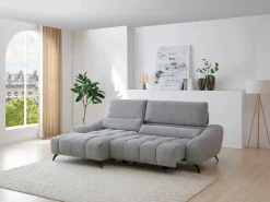 Vente-unique sofá rinconera izquierda relax con asiento deslizante en tejido ELOSIA Gris Online