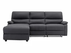 Vente-unique Sofá rinconera izquierda relax eléctrico de tela LUNANO Gris antracita New