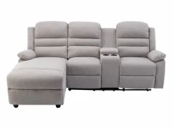 Vente-unique Sofá rinconera izquierda relax: manual de tela MACEDONIA Beige Discount