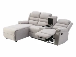 Vente-unique Sofá rinconera izquierda relax: manual de tela MACEDONIA Beige Discount