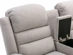 Vente-unique Sofá rinconera izquierda relax: manual de tela MACEDONIA Beige Discount